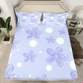 thumbnail image 2 of Feelyou Watercolor Flower Teens Twin Sheet Sets, Purple Blossoms Floral Twin Fitted Sheet, Kawaii Princess Cartoon Flat Sheet, Lightweight Room Decor, 3-Piece, 2 of 7
