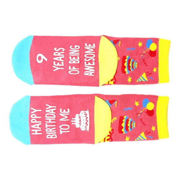 Yokua Novelty Colorful Cotton Socks for Boys Girls Birthday Party Wear Ages 9 to 11
