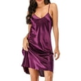 thumbnail image 2 of KingShop Sleepwear Silk Pajamas V Neck for Women Satin Lingerie Nightdress Chemise Slip Nightgown Dress, 2 of 8