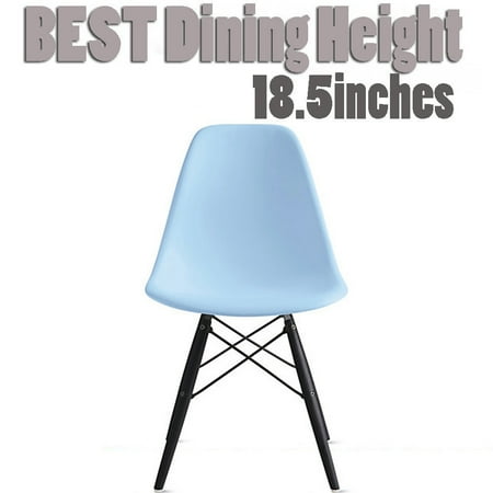 Kitchen Chair With Wheels 2xhome Blue Mid Country Modern Molded Shell Designer Assembled Plastic Chair Side No Arms Wheels Armless Dark Wood Wooden Eiffel for Dining Room Bedroom Kitchen Accent Office DSW Comfortable Desk ()