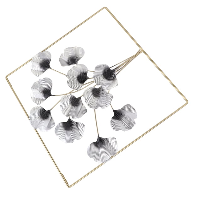 Decoración De Arte De Pared De Hoja De Metal, Lujoso Colgante De Pared De Ginkgo Biloba, Decoración Moderna De La Oficina En El Hogar