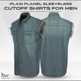 thumbnail image 2 of BIKER WEAR USA Plaid Flannel Casual Shirt– 100% Cotton Sleeveless Shirts for Men, 2 of 7