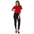 thumbnail image 2 of Inkmeso Short Sleeve Casual Cropped Tee For Womens Solid Crew Neck Crop Top, 2 of 7
