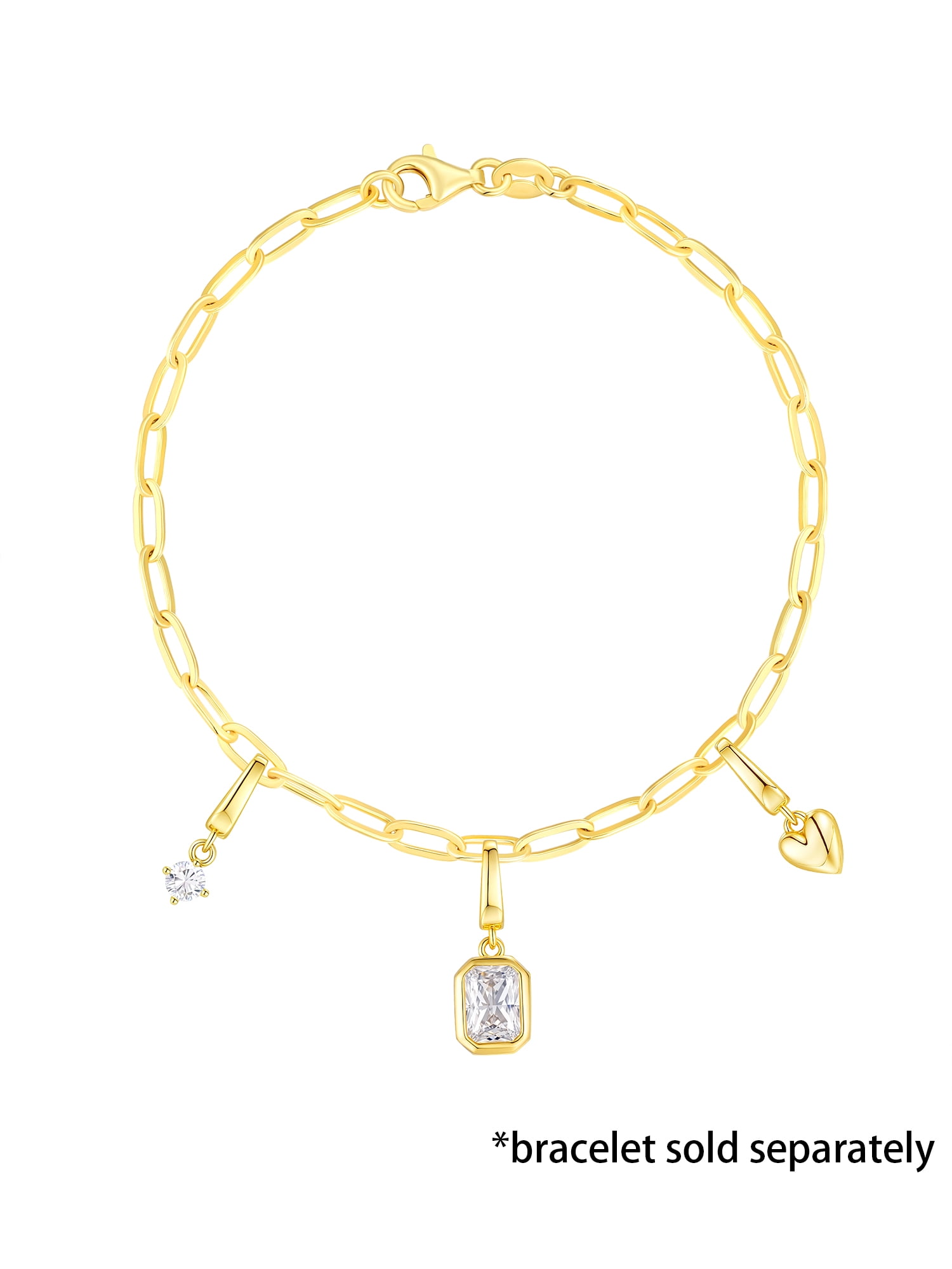 Brilliance Fine Jewelry Simulated Diamond Charm Set in 14KT Gold Plated Sterling Silver