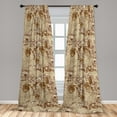 thumbnail image 4 of Ambesonne Floral Curtains, Roses Engraving Retro Print, Pair of 28"x63", Dark Khaki Champagne, 4 of 5
