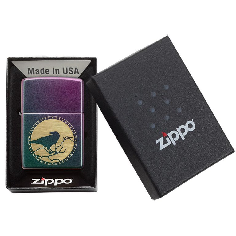 Zippo Raven Silhouette Design Iridescent Pocket Lighter