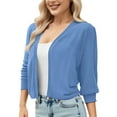 thumbnail image 3 of Babcutegg Cardigan Sweaters for Women 3/4 Sleeve Soild Color Lightweight Elegant Clothes for Women Blue, 3 of 10