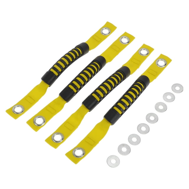Mangos de agarre del roll bar Unique Bargains para Jeep Wrangler 2018-2032 Soporte de agarre Nylon Plástico Negro Amarillo 4 Pcs