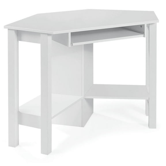 Spaco Wooden Study Computer Corner Desk with Drawer-White, Office Desk, Gaming Computer Desks for Study,Working,Writing