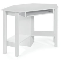 Spaco Wooden Study Computer Corner Desk with Drawer-White, Office Desk, Gaming Computer Desks for Study,Working,Writing
