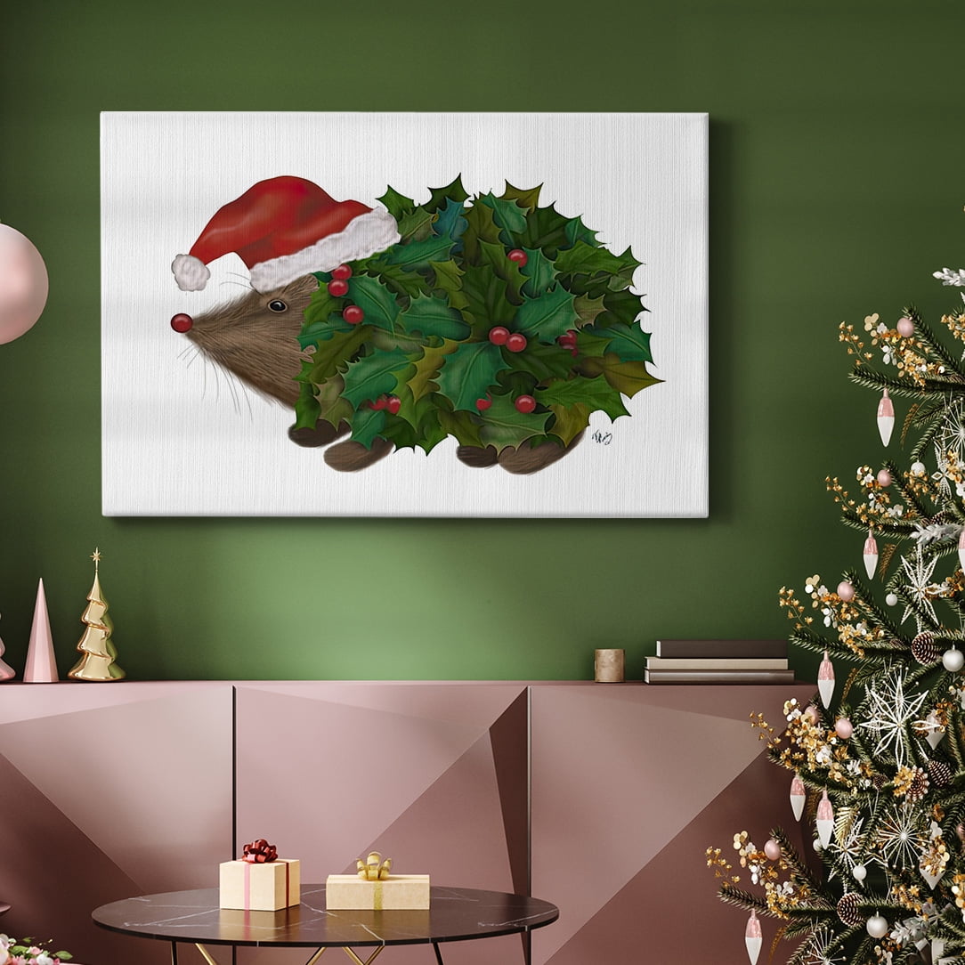 Christmas Holly Hedgehog- Gallery Wrapped Canvas