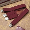 thumbnail image 5 of Buyless Fashion 2 Pack Suspenders for Men - 48" Elastic Adjustable Straps 1 1/4" - X Back - 5114-2-Burgundy, 5 of 7