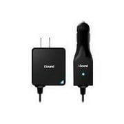 i.Sound 2 in 1 AC Adapter & Car Charger - Power adapter kit - (AC power adapter, car power adapter) - black - for Apple iPhone/iPod (Apple Dock)