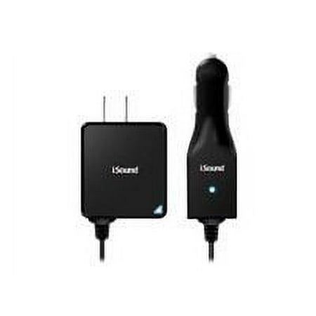 i.Sound 2 in 1 AC Adapter & Car Charger - Power adapter kit - (AC power adapter, car power adapter) - black - for Apple iPhone/iPod (Apple Dock)