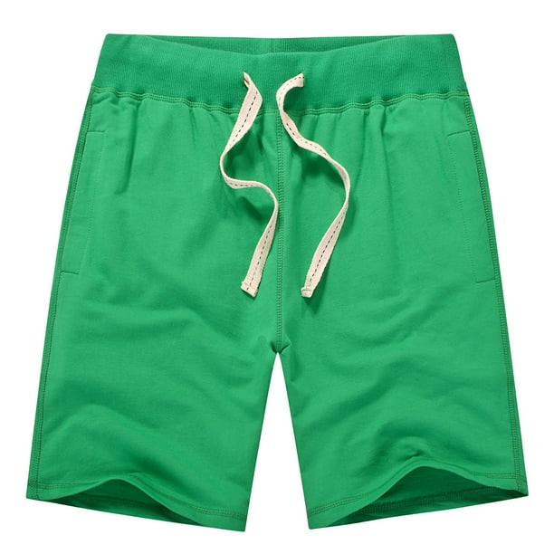 pstuiky Pantalones cortos deportivos, Pantalones cortos deportivos holgados de algodón para hombre con cintura de cinco piezas y cordón ajustable. Pantalones cortos para correr para hombre