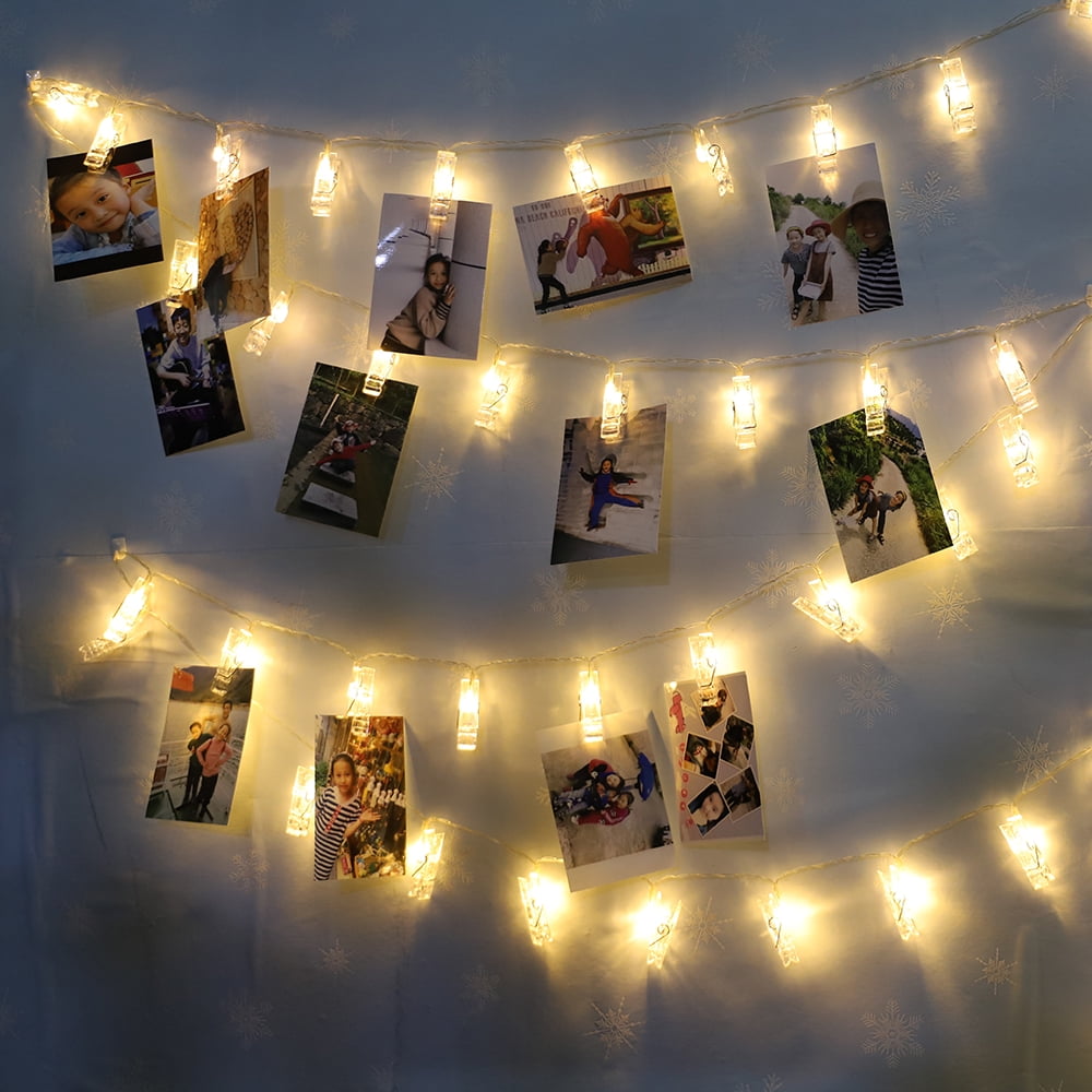 40x  LED Hanging Photo Clip Peg Holder Fairy String Battery lights Party Wedding 