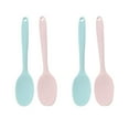 thumbnail image 1 of 4pcs Silicon Spoon Lovely Food Serving Scoop Kitchen Utensil Creative Flatware Tableware for Home Restaurant (Blue + Pink), 1 of 7
