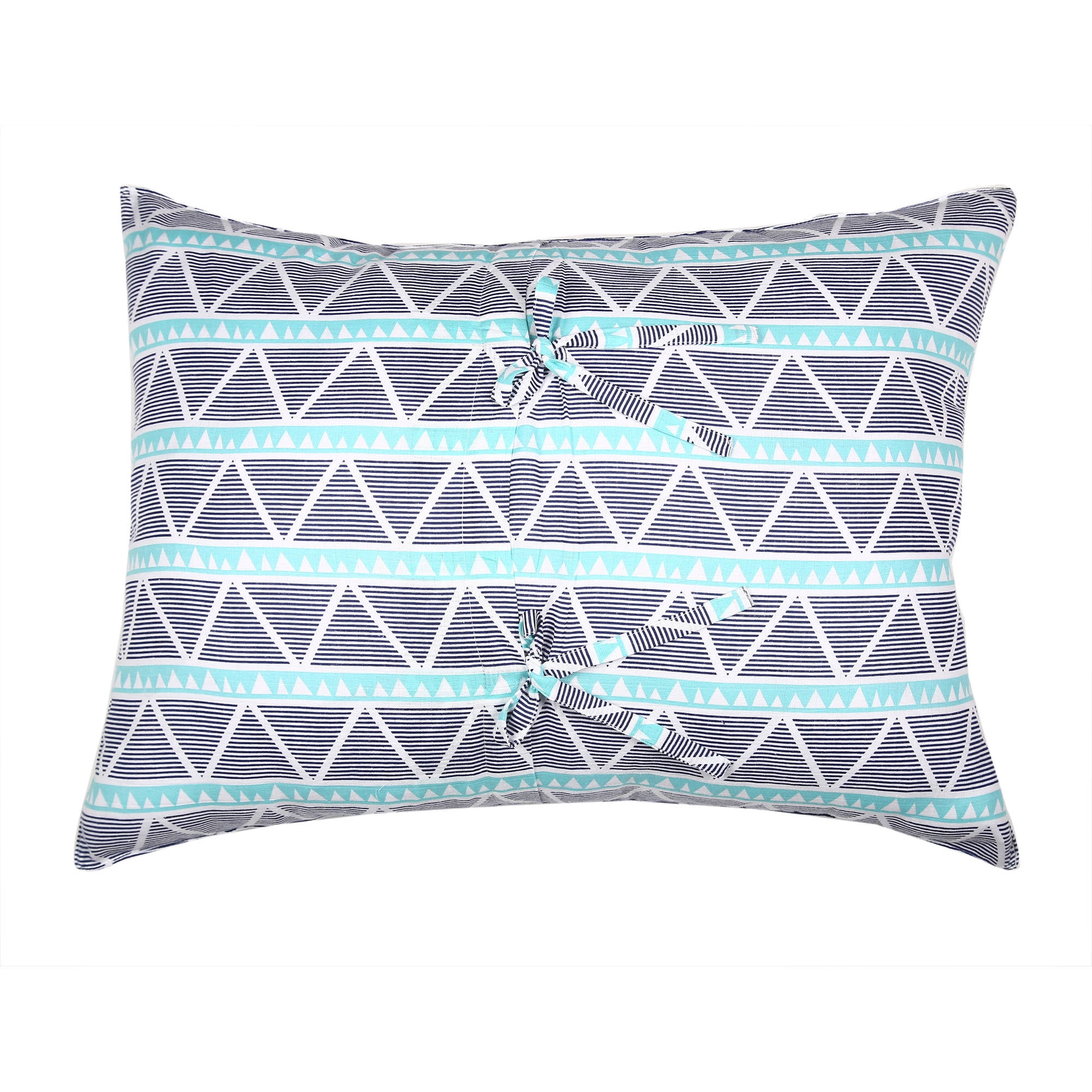 Bacati - Aztec/Tribal Aqua/Navy 3-Piece 100% Cotton breathable Muslin Toddler Bedding Sheet Set, Large Triangles