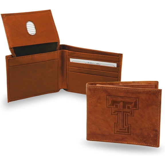 Texas-Tech-Raider's Brown Leather Embossed Bifold Passcase Wallet