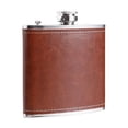 thumbnail image 4 of Juegos de petacas para hombre, petaca de acero inoxidable, petaca con bolsillo de cuero marrón de 8 oz, set de regalo de petaca para cadera, caja de regalo negra, 4 of 5