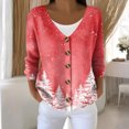 thumbnail image 2 of Women's Fashion Long Sleeve Christmas Snowman Snowflake Print Jacket Cardigan for Holiday Party and Casual Daily Wear,Pink,S, 2 of 7