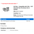 thumbnail image 2 of Oil Filter - Compatible with 1956 - 1957 Chevy Two-Ten Series 3.8L 6-Cylinder, 2 of 2
