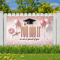 thumbnail image 5 of Graduation Cap Graduation Banner Diploma Achievement Banner Pink Balloons Lollipop Confetti Banner for Graduation Ceremony School Event Student Celebration, 5 of 5