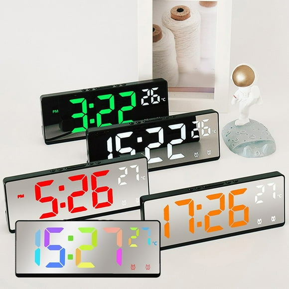 Reloj de Pared Multifuncional, Pantalla Digital con Temperatura y Humedad, Funcionamiento Silencioso, Elegante Decoración Del Hogar, Funciona con Usb o Pilas, Moderno Reloj de Salón, 17,4 X 2,3 X 6,8