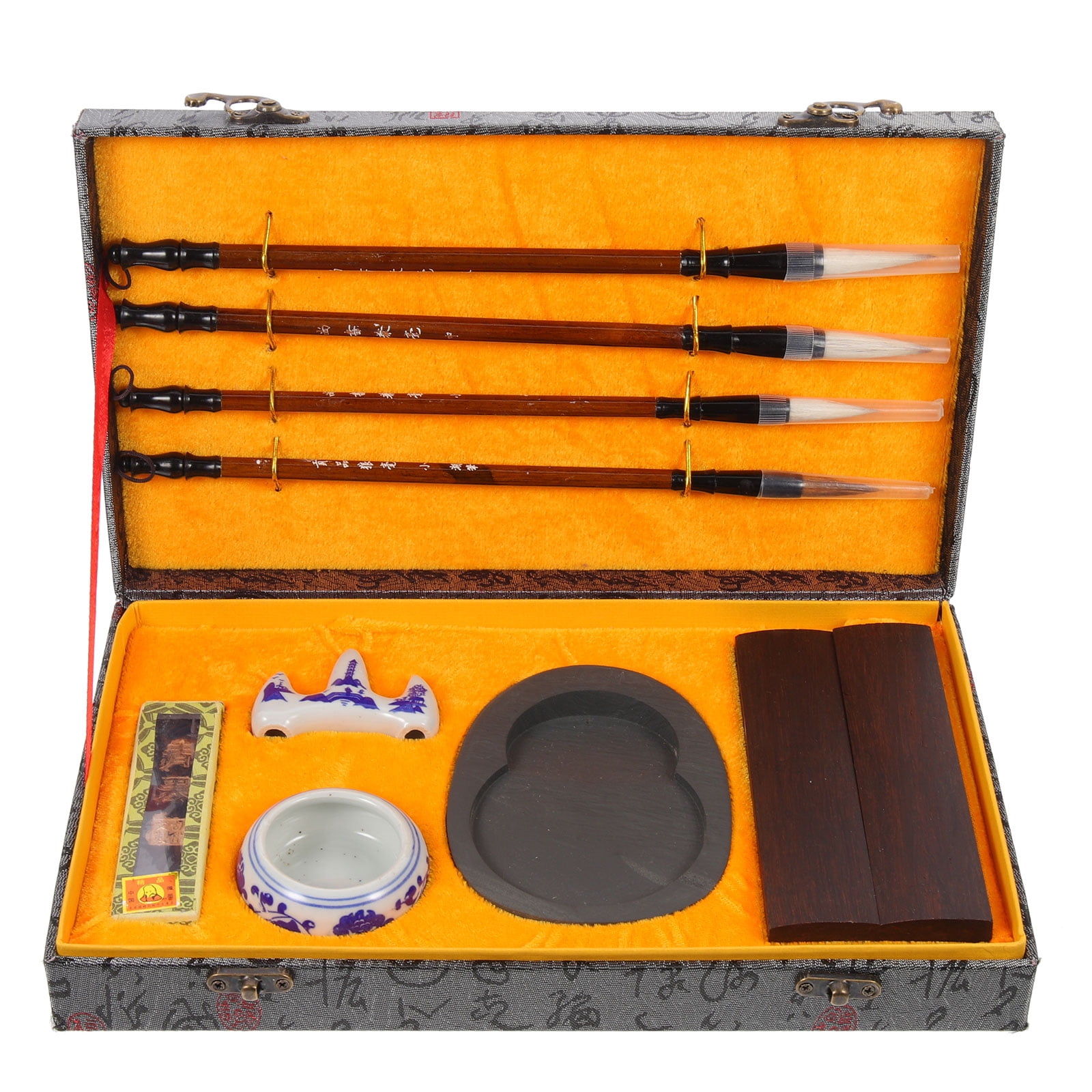 IDEANATEGRATE 1Set Traditional Chinese Design Calligraphy Set for Beginners Lovers of Calligraphy Assorted Color 26.5X0.8Cm