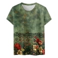 thumbnail image 3 of Women's Fashion Print Casual Point Sleeve Crew Neck T Shirt Top T Shirts Short Sleeve under 10 Womens Running Clothes Womens Casual Tees Tech Stretch Woman T Shirt Casual Extra Large Women Ladies, 3 of 3