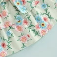 thumbnail image 5 of StylesILove Baby Toddler Girls Floral Print Smocked Tiered Sleeveless Dress & Headband 2pcs Summer Ruffle Sundress Outfit (Green, 3-4 Years), 5 of 7
