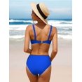 thumbnail image 4 of Charmo Women Twist High Waisted Bikini Swimwear Two Piece Ruched Tummy Control Swimsuit, 4 of 6