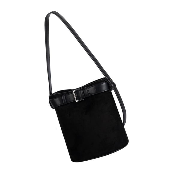 Practical Suedes Bucket Purse with Roomy Interior Organizers Fashion Shoulder Bag