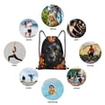 thumbnail image 6 of Honeii Colorful Floral Black Dog Print Drawstring Backpack,Drawstring Bags String Backpack Gym Cinch Sack Backpack Sport Bag Draw-Small, 6 of 6