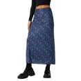 thumbnail image 4 of Seyurigaoka Ladies Long Bust Skirt, Summer Autumn Girls Retro Style Floral Printing High Waist Half Skirt for Shopping Dating, 4 of 10