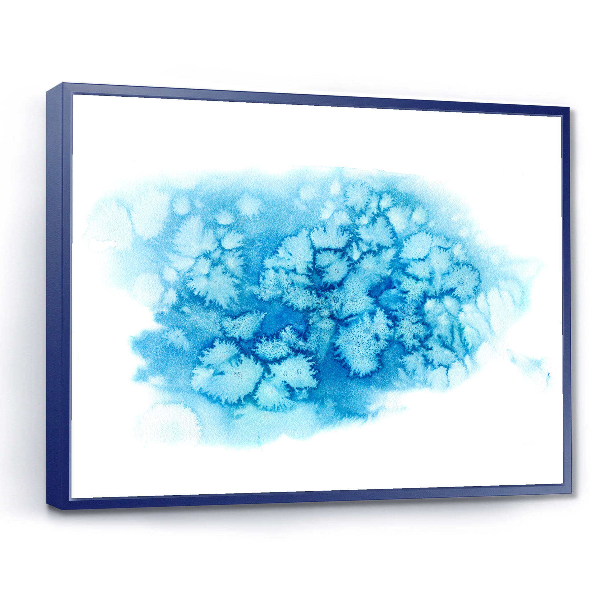 Designart 'Abstract Blue Turquoise Cloud' Modern Framed Canvas Wall Art Print