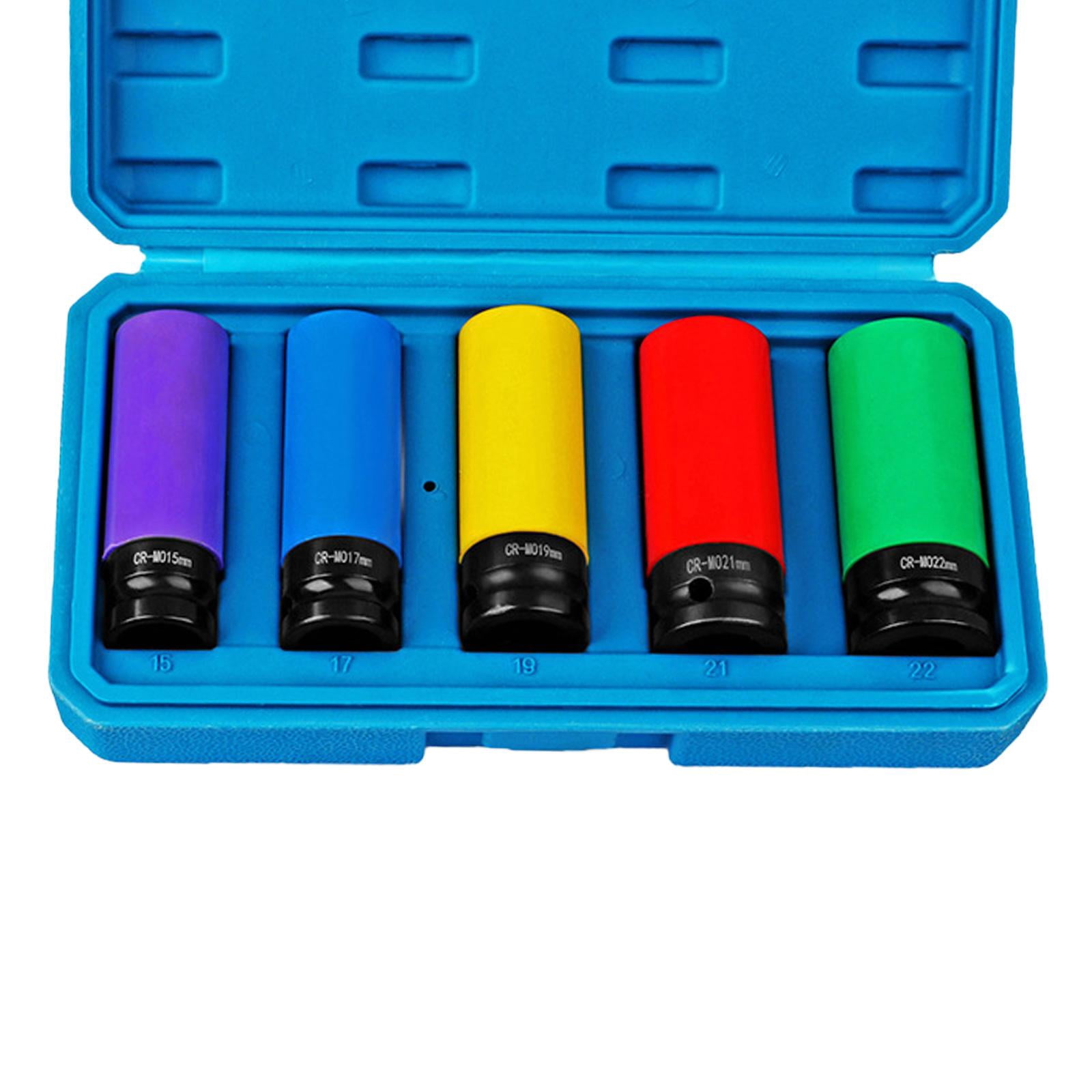 Colaxi Wheel Socket Set ,Socket, Wrench Set with Storage Case, Drive Angle 1/2" Protective Wheel Impact Socket Set for Husband, Men 5 piece