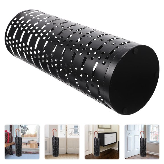 HOMEMAXS Iron Umbrella Rack with Large Storage Space for Home Use Black 12.5x12.5x24 Inches