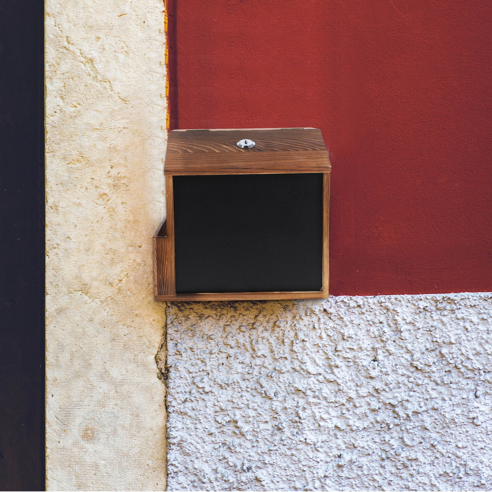 PBPBOX Wall Mailbox With Lock Wall Mountable Wood Comment Box Dark Brown 1Pcs