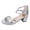 Silver, variant on Womens Chunky Low Heeled Sandals Strappy Dating Braided Open Toe Heels Comfortable Back Zipper Round Toe Fashion Party Wedding Shoes Silver Size 7