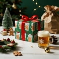 thumbnail image 2 of CozyNestFinds Funny Christmas Beer Wrapping Paper Roll, Festive Beer Mugs in Santa Hats, Elf Hats, Reindeer Antlers Green Holiday Gift Wrap for Adults, Men, Party, White Elephant, 17 In x 16.4 Feet, 2 of 16