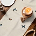 thumbnail image 3 of Purple Flowers Table Runner - 60 Inch Long Spring Butterflies Lavender Daisy Beige Cotton and Linen Blended Dress Scarves Farmhouse Table Runner for Kitchen Dining, Coffee Table, 13" x 60", 3 of 8