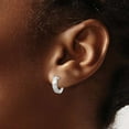 thumbnail image 4 of 14k White Gold Polish Brushed D.C Hoop Earrings, 4 of 4