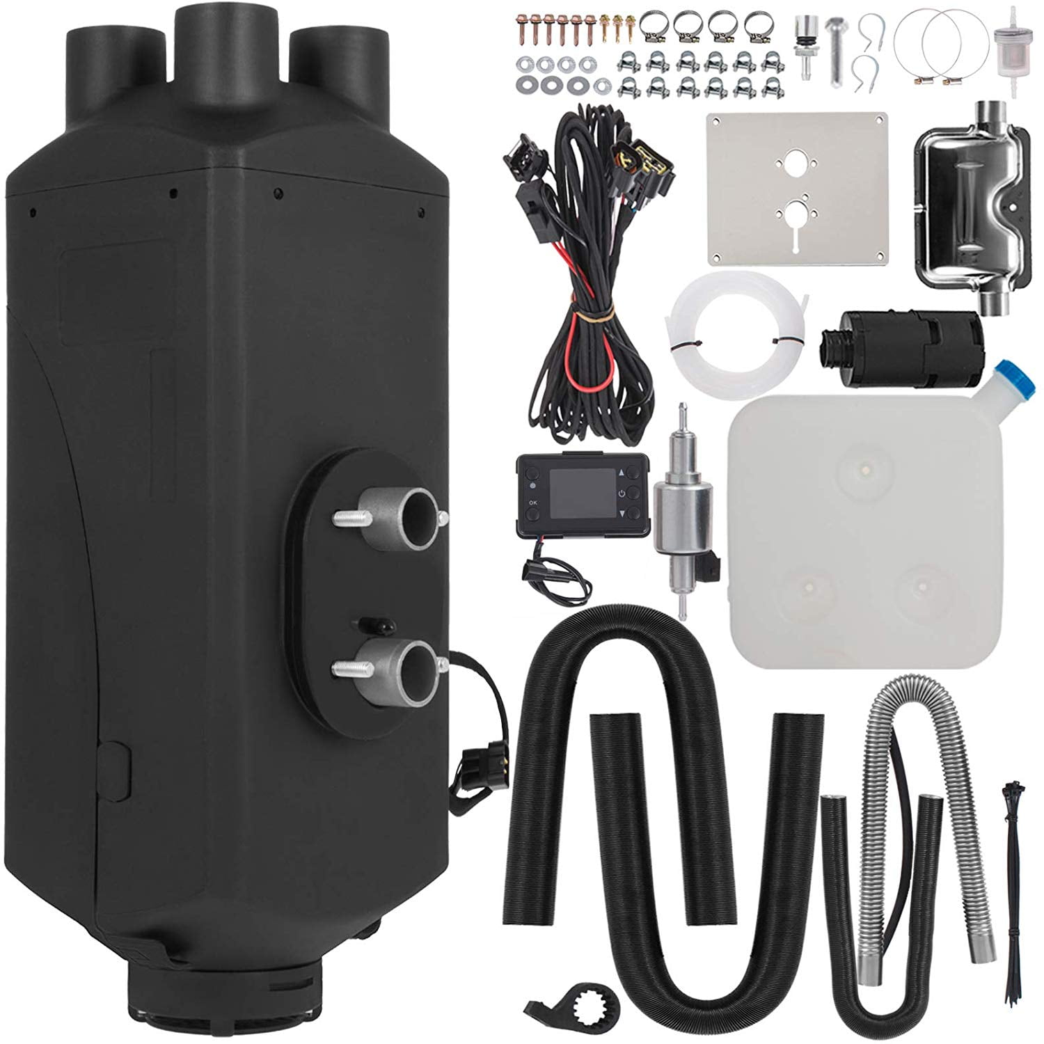 Silencer VEVOR 12V 8KW Diesel Air Heater Diesel Fuel Heater 12V All in One Diesel Air Heater with LCD Switch Remote Control Single Air Outlet for Car Trucks Motor-Home Boat Bus CAN