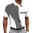 thumbnail image 2 of Men's American Flag Print Short Sleeve Collared Polo Shirt, Patterned Casual Top, Breathable Fabric Shirt for Summer, Patriotic Events, Golf and Everyday Wear Gray M, 2 of 5