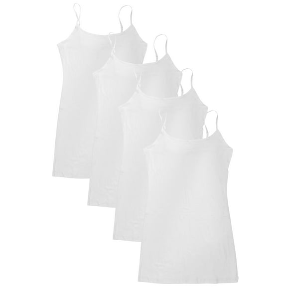 Essential Basic Women Value Pack Long Camisole Cami - White, White, White, White, Medium