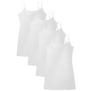 Essential Basic Women Value Pack Long Camisole Cami - White, White, White, White, Medium