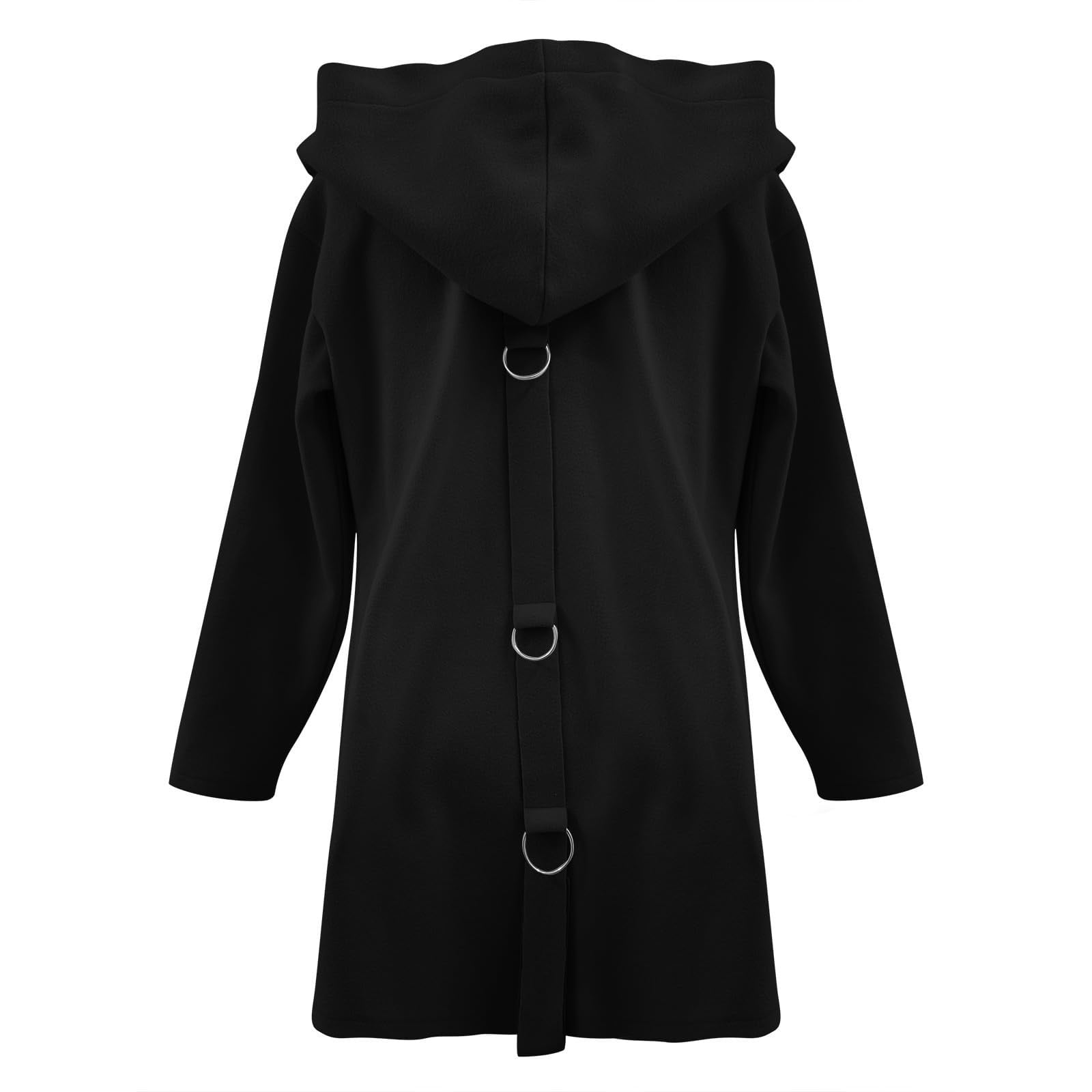 Womens Wool Peacoats with Hooded and Pockets Plus Size S-5X Snap-Button Up Coats Ladies Casual Solid Long Sleeve Comfort Outerwear