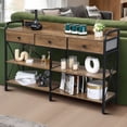 thumbnail image 4 of Zimtown Modern Console Table with Power Outlet, 55" Narrow Sofa Table Industrial Entryway Table with USB Ports, Behind Couch Table for Entryway, Hallway, Foyer, Living Room, Bedroom, Brown, 4 of 10