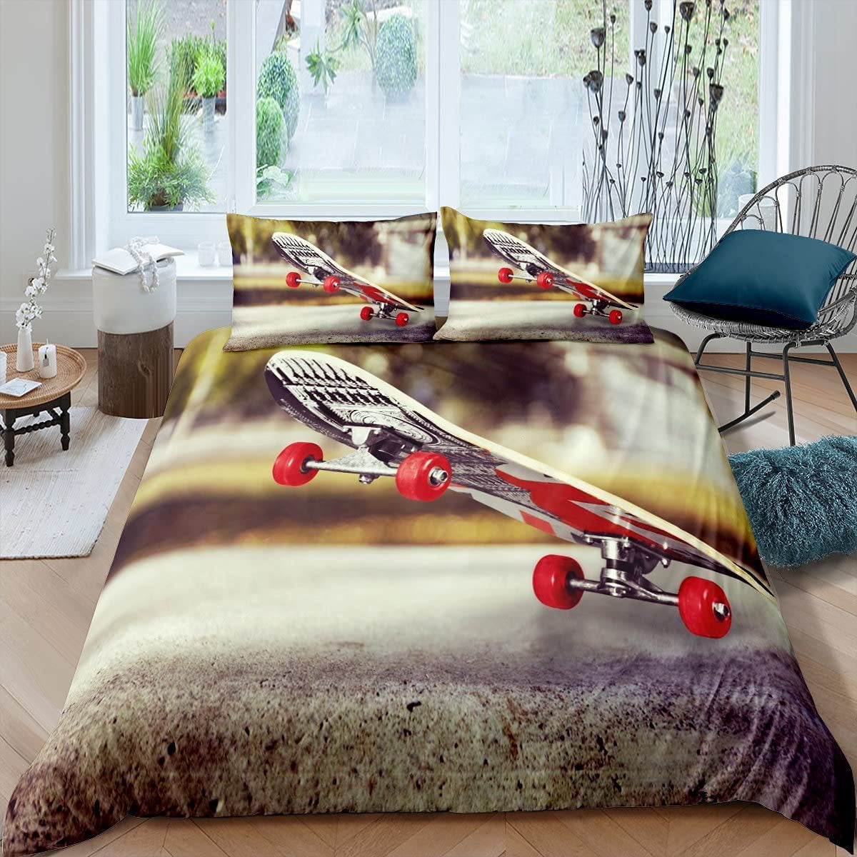 Skateboarding Bedding Bed Set 3D Printed Lightweight Sports Bedding